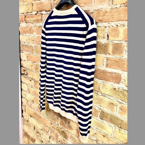 H&M Men's Fine Knit Nautical Striped Silk Sweater Medium - Picture 9 of 13